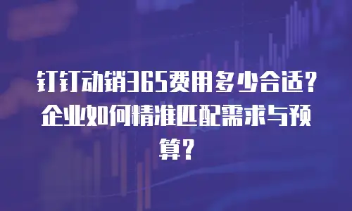 钉钉动销365费用多少合适？企业如何精准匹配需求与预算？