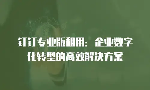 钉钉专业版租用：企业数字化转型的高效解决方案