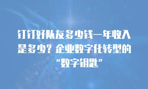 钉钉好队友多少钱一年收入是多少？企业数字化转型的&ldquo;数字钥匙&rdquo;