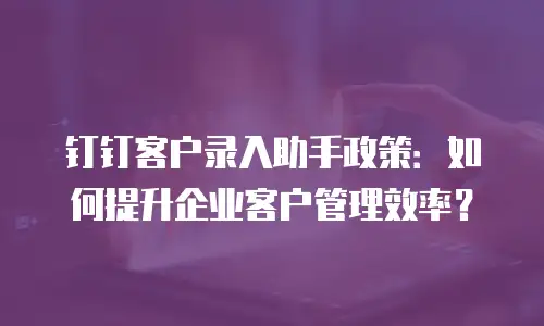 钉钉客户录入助手政策：如何提升企业客户管理效率？