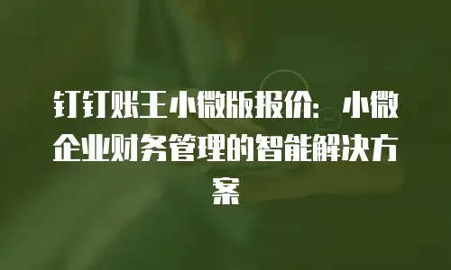 钉钉账王小微版报价：小微企业财务管理的智能解决方案