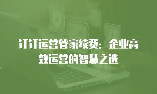 钉钉运营管家续费：企业高效运营的智慧之选