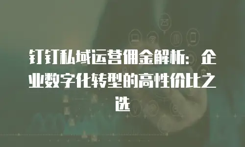 钉钉私域运营佣金解析：企业数字化转型的高性价比之选
