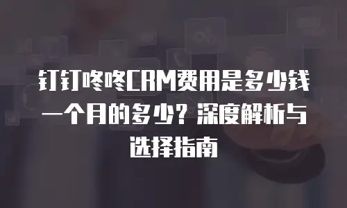 钉钉咚咚CRM费用是多少钱一个月的多少？深度解析与选择指南