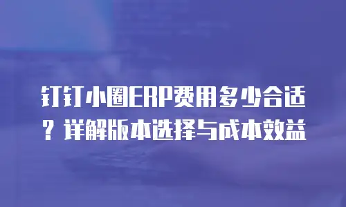 钉钉小圈ERP费用多少合适？详解版本选择与成本效益