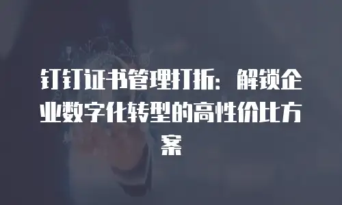 钉钉证书管理打折：解锁企业数字化转型的高性价比方案
