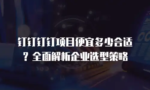 钉钉钉钉项目便宜多少合适？全面解析企业选型策略