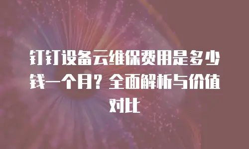 钉钉设备云维保费用是多少钱一个月？全面解析与价值对比