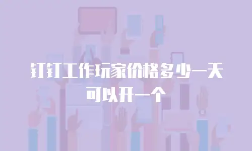钉钉工作玩家价格多少一天可以开一个