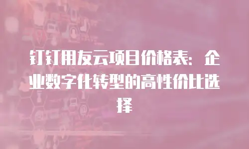 钉钉用友云项目价格表：企业数字化转型的高性价比选择