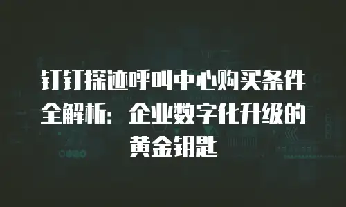 钉钉探迹呼叫中心购买条件全解析：企业数字化升级的黄金钥匙