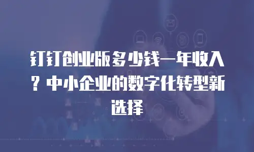 钉钉创业版多少钱一年收入？中小企业的数字化转型新选择