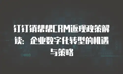 钉钉销帮帮CRM返现政策解读：企业数字化转型的机遇与策略