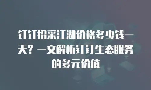 钉钉招采江湖价格多少钱一天？一文解析钉钉生态服务的多元价值
