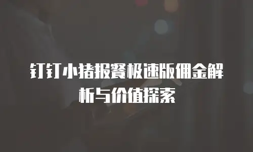 钉钉小猪报餐极速版佣金解析与价值探索