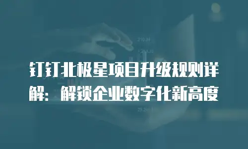 钉钉北极星项目升级规则详解：解锁企业数字化新高度