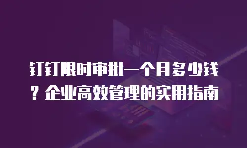 钉钉限时审批一个月多少钱？企业高效管理的实用指南