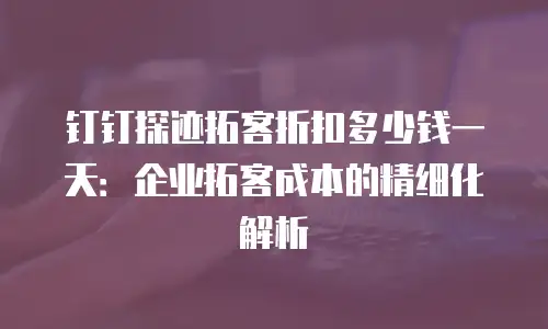 钉钉探迹拓客折扣多少钱一天：企业拓客成本的精细化解析