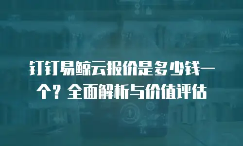 钉钉易鲸云报价是多少钱一个？全面解析与价值评估