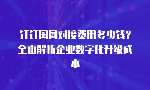钉钉国网对接费用多少钱？全面解析企业数字化升级成本