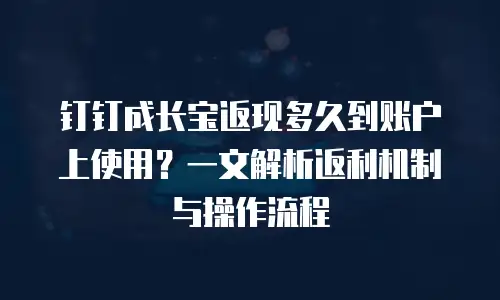 钉钉成长宝返现多久到账户上使用？一文解析返利机制与操作流程