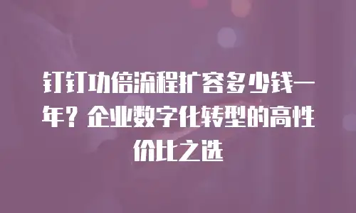 钉钉功倍流程扩容多少钱一年？企业数字化转型的高性价比之选