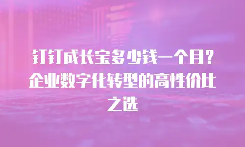 钉钉成长宝多少钱一个月？企业数字化转型的高性价比之选