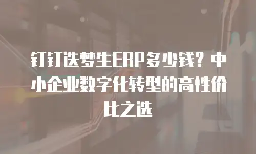 钉钉迭梦生ERP多少钱？中小企业数字化转型的高性价比之选