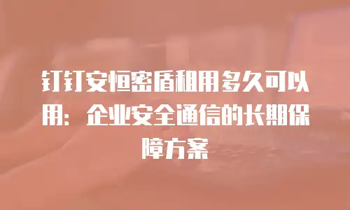 钉钉安恒密盾租用多久可以用：企业安全通信的长期保障方案