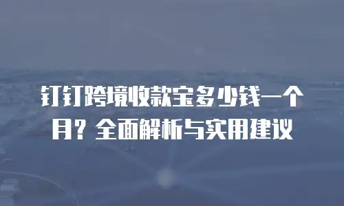 钉钉跨境收款宝多少钱一个月？全面解析与实用建议