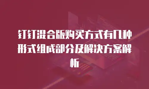 钉钉混合版购买方式有几种形式组成部分及解决方案解析
