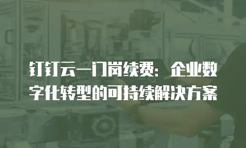 钉钉云一门岗续费：企业数字化转型的可持续解决方案