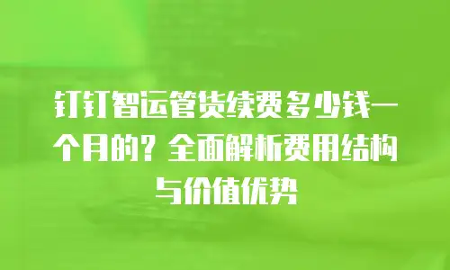 钉钉智运管货续费多少钱一个月的？全面解析费用结构与价值优势