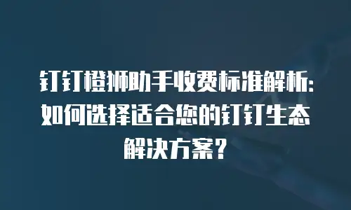 钉钉橙狮助手收费标准解析：如何选择适合您的钉钉生态解决方案？