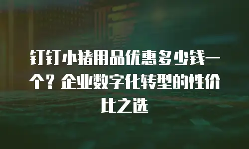钉钉小猪用品优惠多少钱一个？企业数字化转型的性价比之选