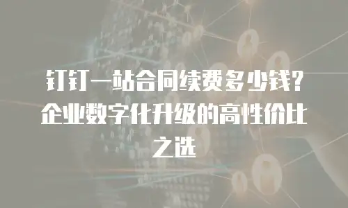 钉钉一站合同续费多少钱？企业数字化升级的高性价比之选
