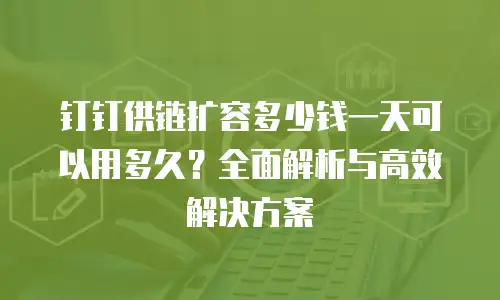 钉钉供链扩容多少钱一天可以用多久？全面解析与高效解决方案