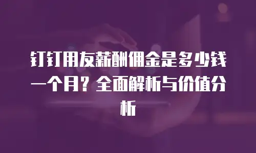 钉钉用友薪酬佣金是多少钱一个月？全面解析与价值分析