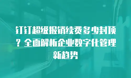 钉钉超级报销续费多少封顶？全面解析企业数字化管理新趋势