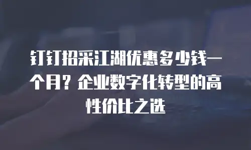 钉钉招采江湖优惠多少钱一个月？企业数字化转型的高性价比之选