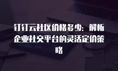 钉钉云社区价格多少：解析企业社交平台的灵活定价策略