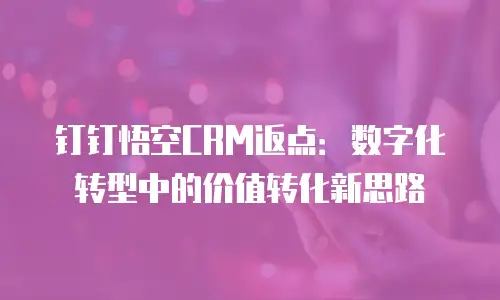 钉钉悟空CRM返点：数字化转型中的价值转化新思路