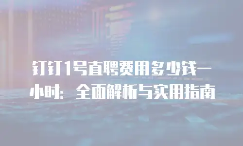 钉钉1号直聘费用多少钱一小时：全面解析与实用指南