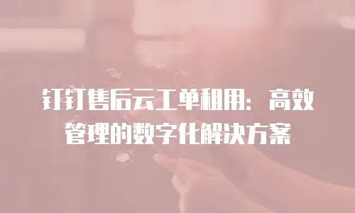 钉钉售后云工单租用：高效管理的数字化解决方案