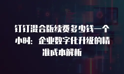 钉钉混合版续费多少钱一个小时：企业数字化升级的精准成本解析