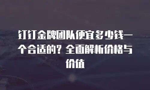 钉钉金牌团队便宜多少钱一个合适的？全面解析价格与价值