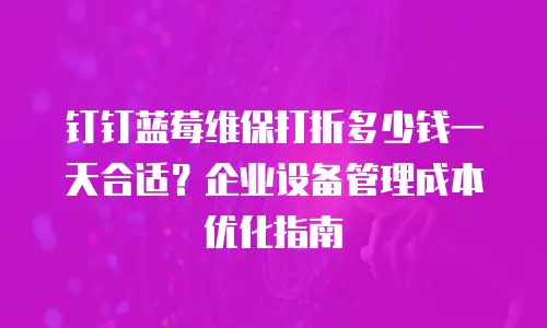 钉钉蓝莓维保打折多少钱一天合适？企业设备管理成本优化指南