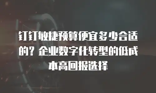 钉钉敏捷预算便宜多少合适的？企业数字化转型的低成本高回报选择