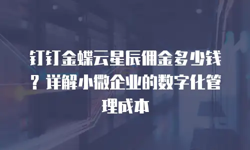 钉钉金蝶云星辰佣金多少钱？详解小微企业的数字化管理成本