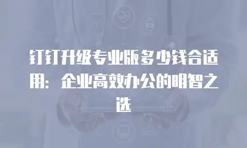 钉钉升级专业版多少钱合适用：企业高效办公的明智之选